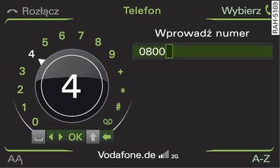 Wprowadzanie numeru telefonu za pomocą edytora znaków, cyfr